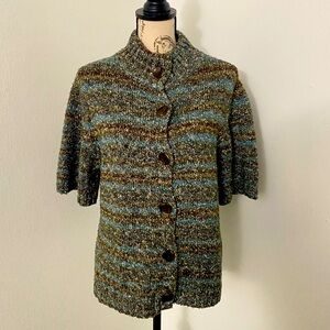 Liz Claiborne Green Blue Chunky Button Cardigan Sweater